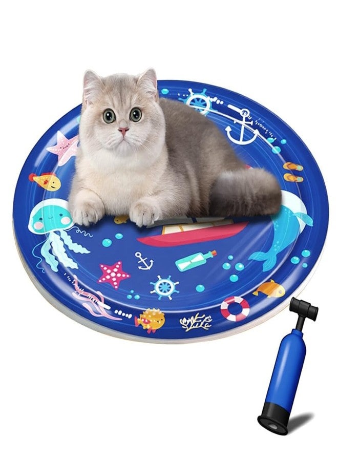 Qpets® Inflatable Pet Cooling Water Pad, Cartoon Mat for Dogs Cats, Summer Self-Cooling Relief Bed with Water Fill, Non-Toxic, Manual Air Pump Included (25.5in) - Image 1